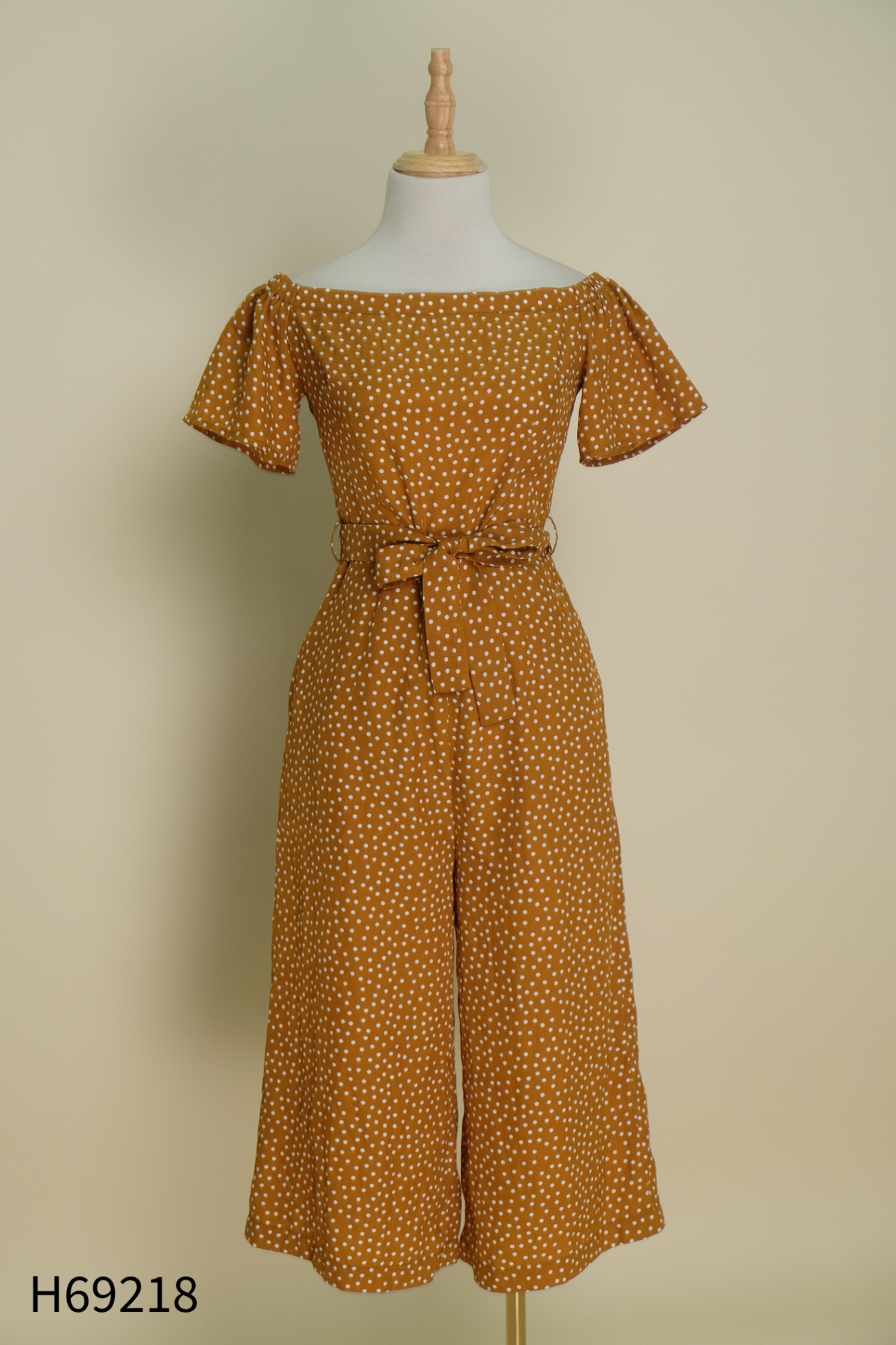 Jumpsuit UP TO SECONDS nâu chấm bi trắng