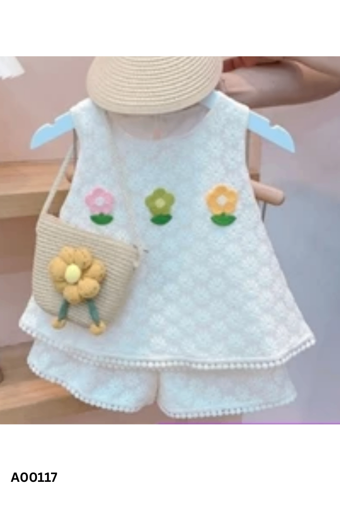 Set Áo ren be phối hoa + quần KIDS