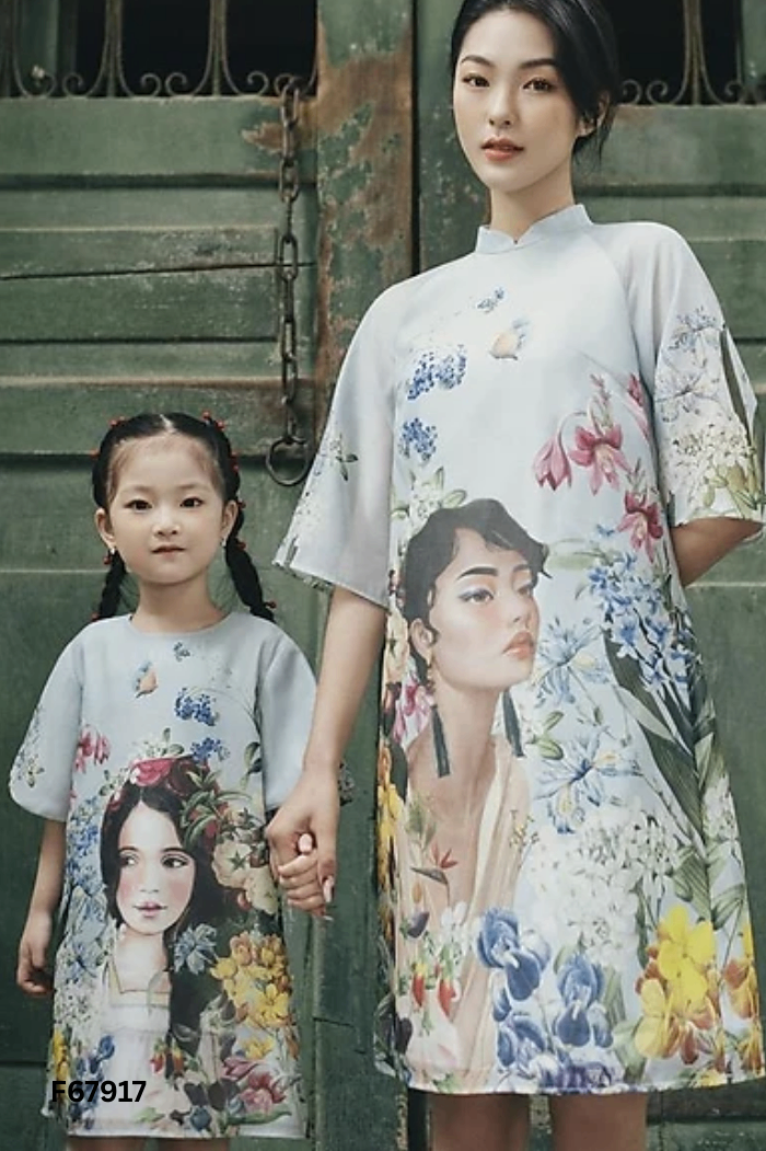 Váy ADORE DRESS xanh họa tiết KIDS