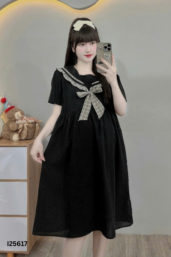 Váy baby doll đen bèo xanh