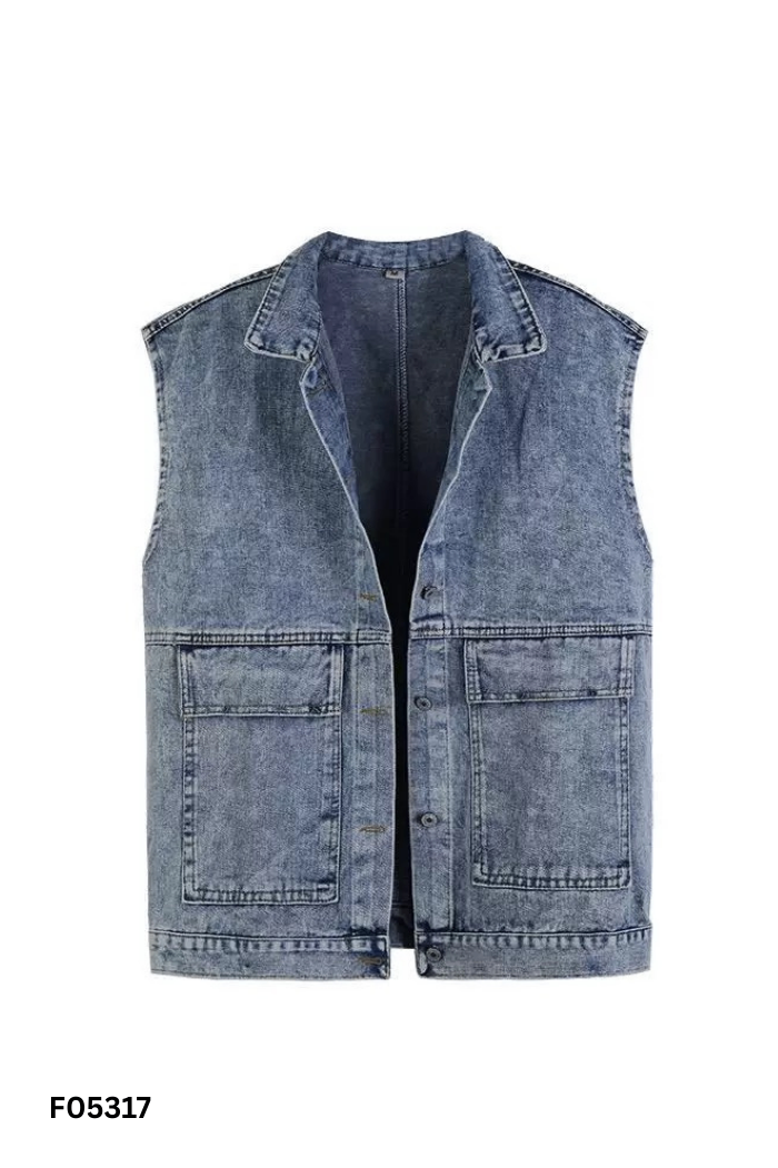 Áo khoác gile jeans xanh