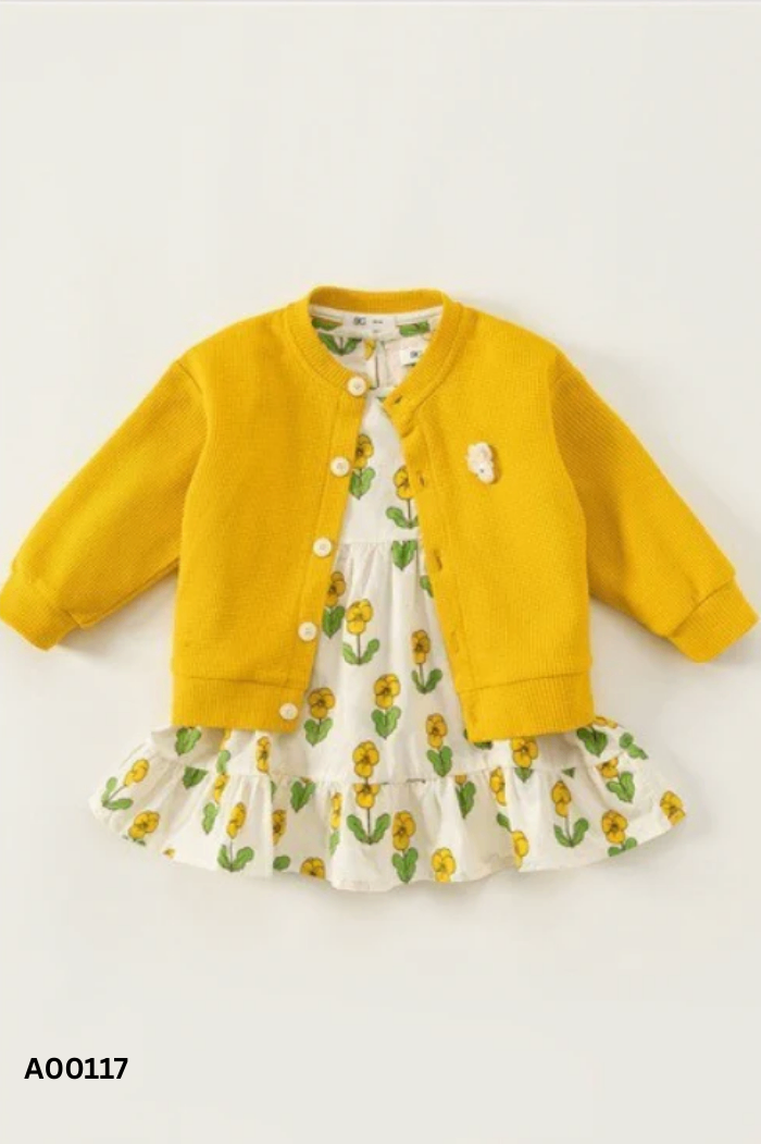 Set Váy be hoa + áo khóa len KIDS