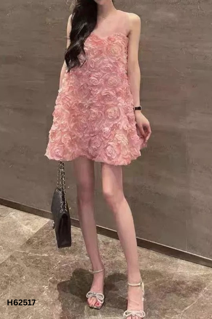 Váy MASCARA hồng hoa sát nách