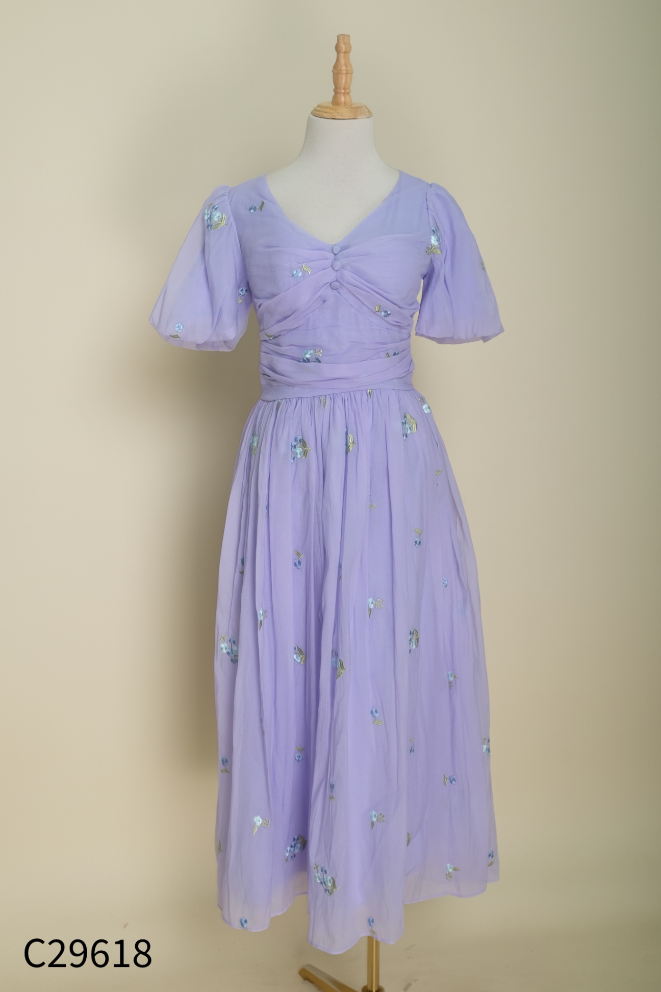 Váy MONOCO chiffon tím thêu hoa