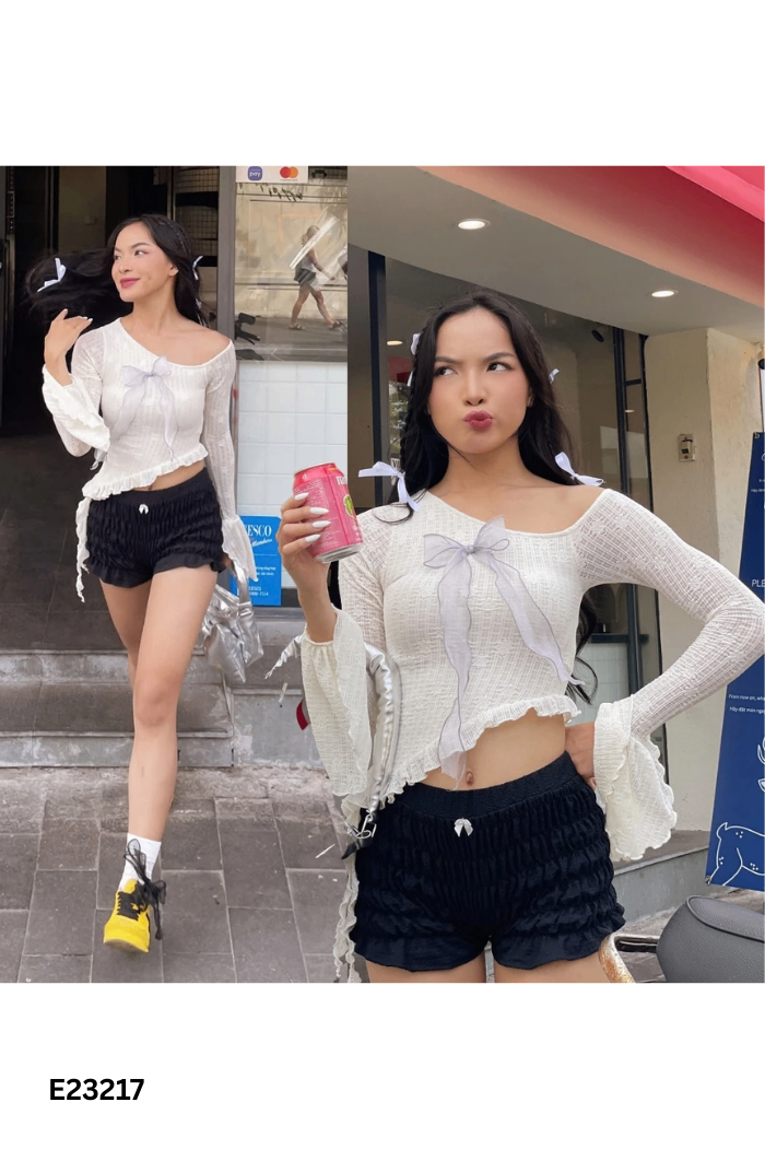 Áo be MADMIND phối nơ vạt lệch