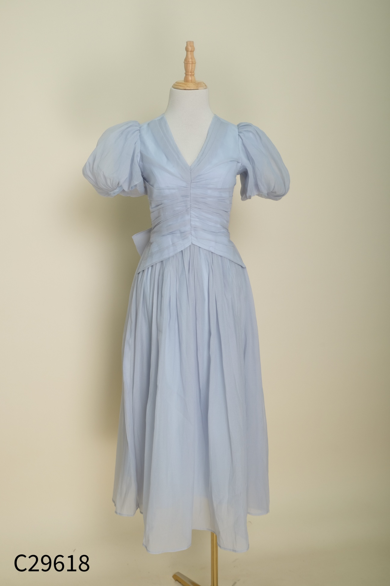 Váy TARA chiffon xanh dúm