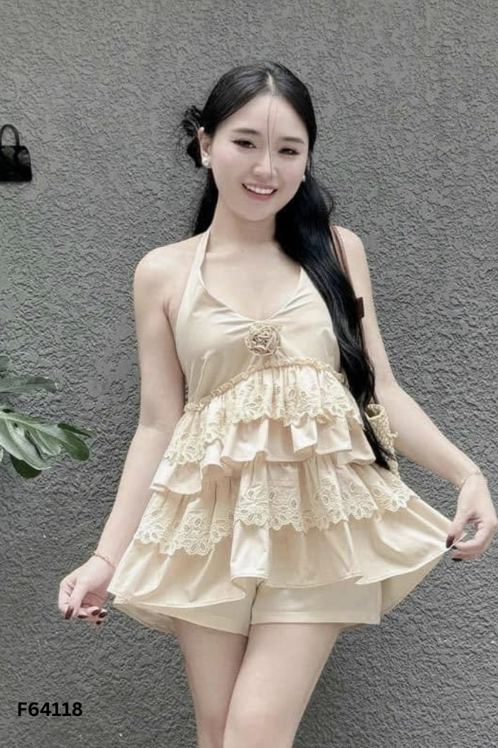 SET MONANA Áo be cổ yếm + quần short