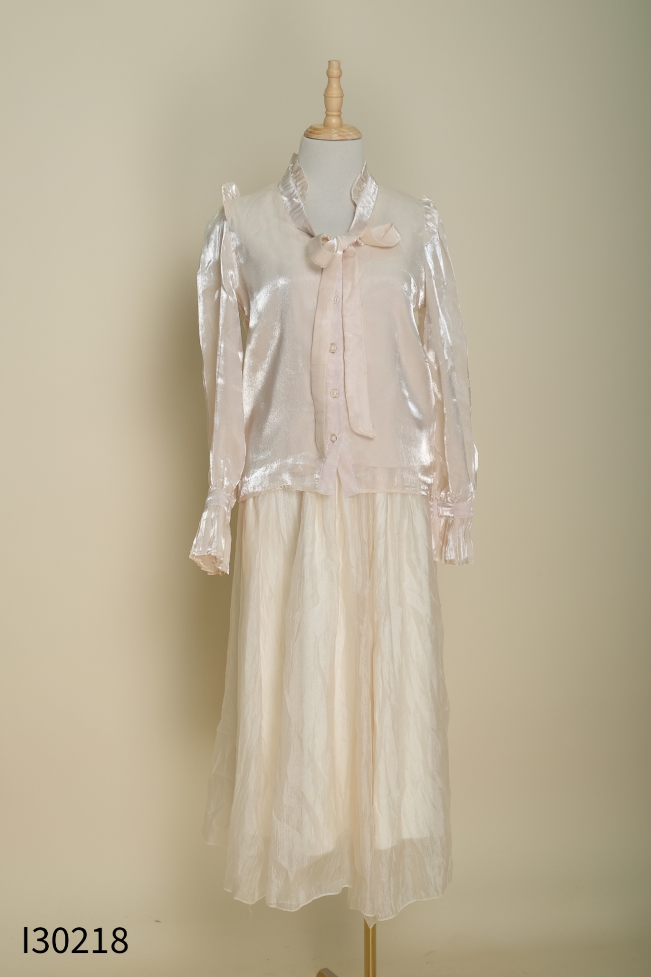 SET Be áo organza + chân váy chiffon bóng
