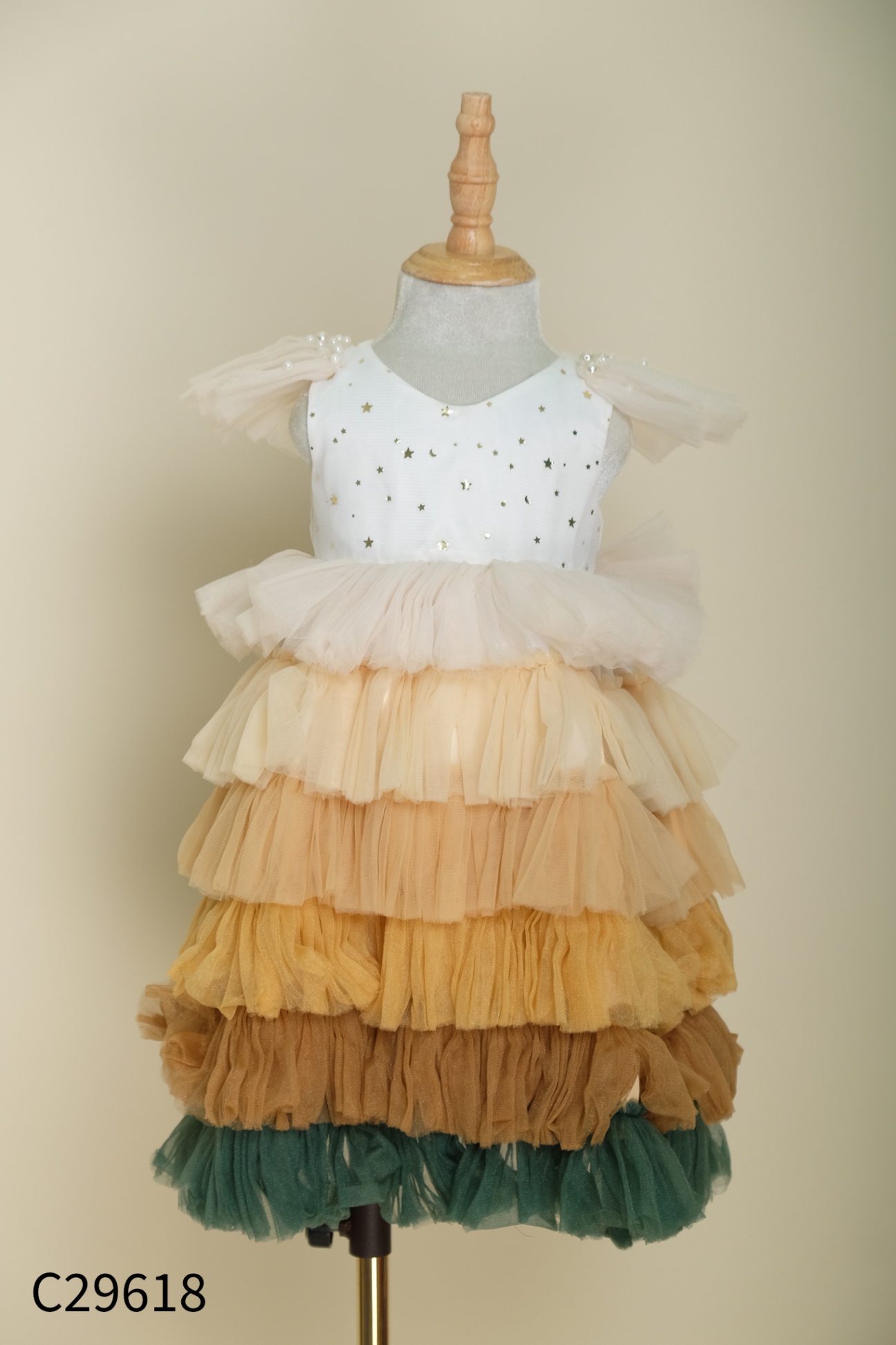 Váy GEMINI lưới trắng be KIDS
