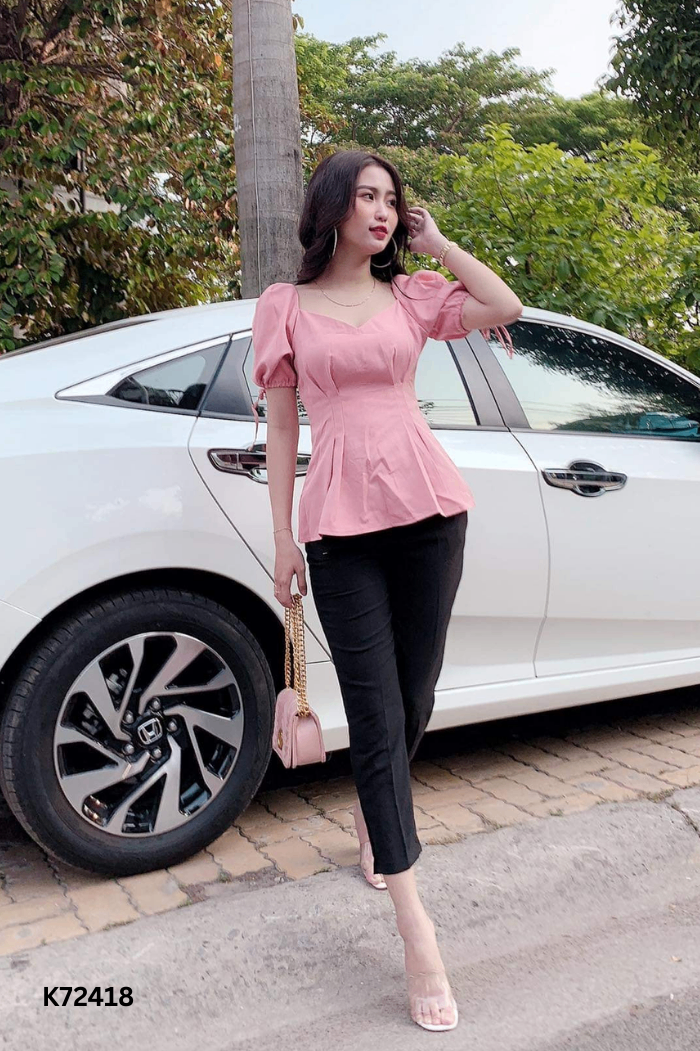 Áo hồng ly eo
