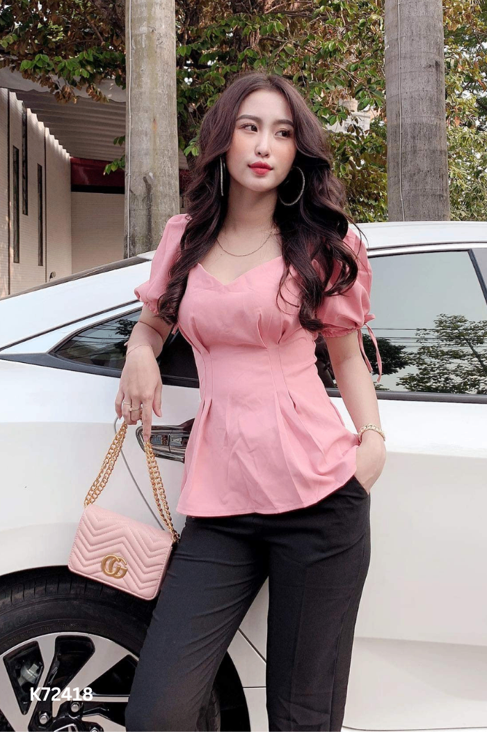Áo hồng ly eo