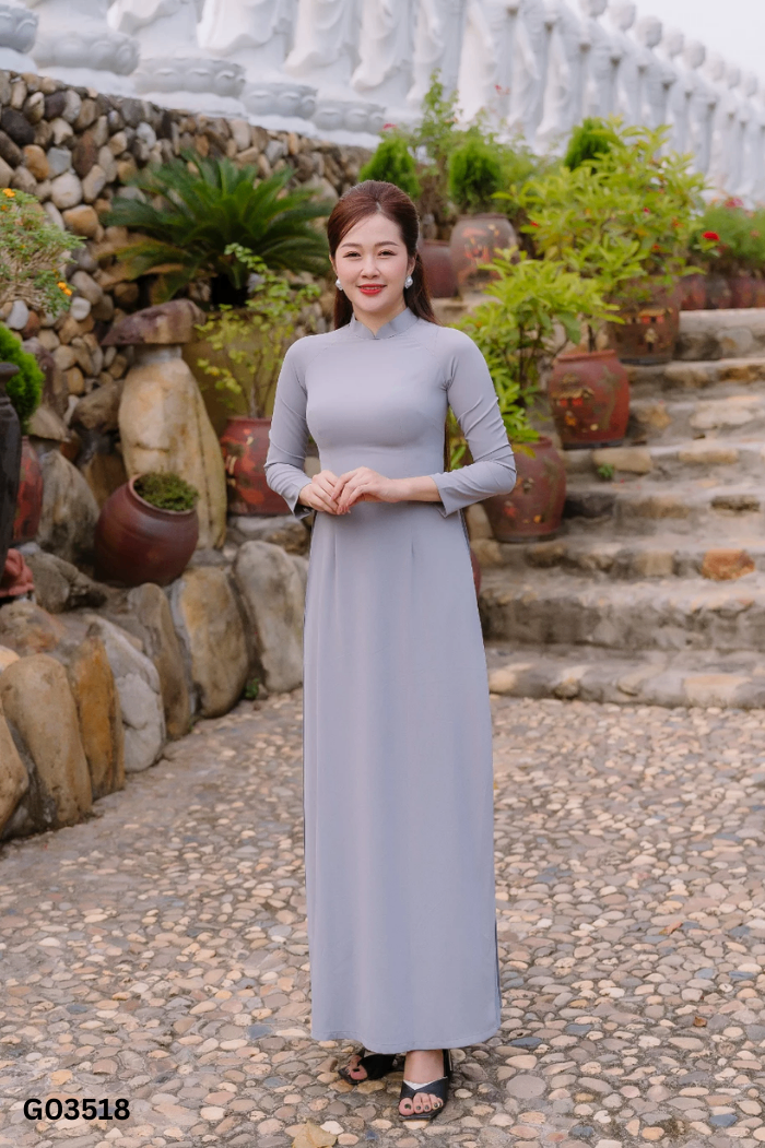 Áo dài ghi trơn (KHÔNG QUẦN)