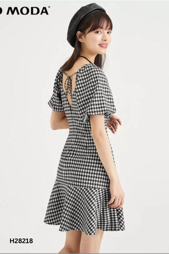 NEWTAG Váy VERO MODA xám phối kẻ caro
