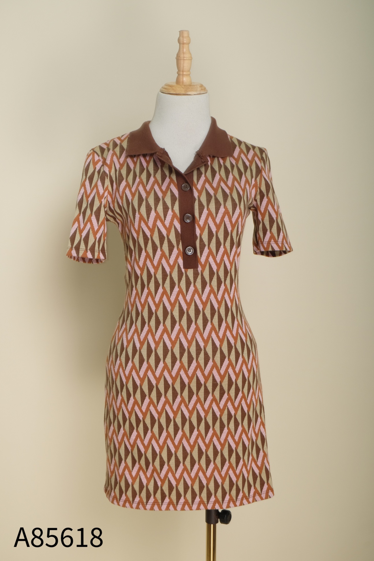 Váy polo nâu xanh cam