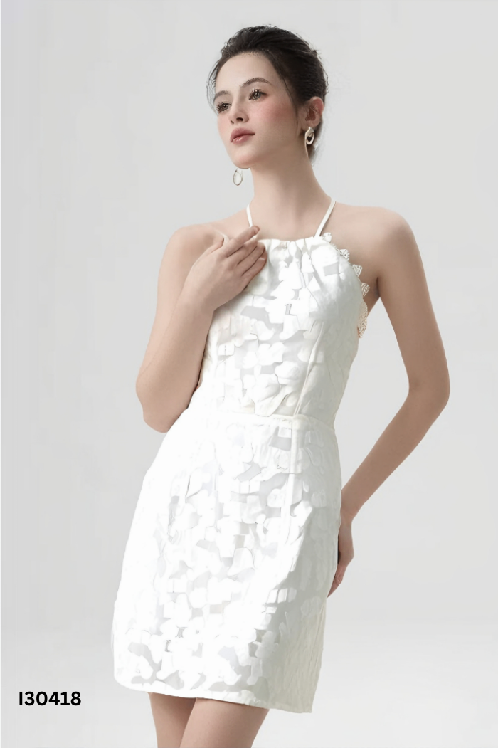 NEWTAG Váy HEYBEE be viền ren cổ yếm