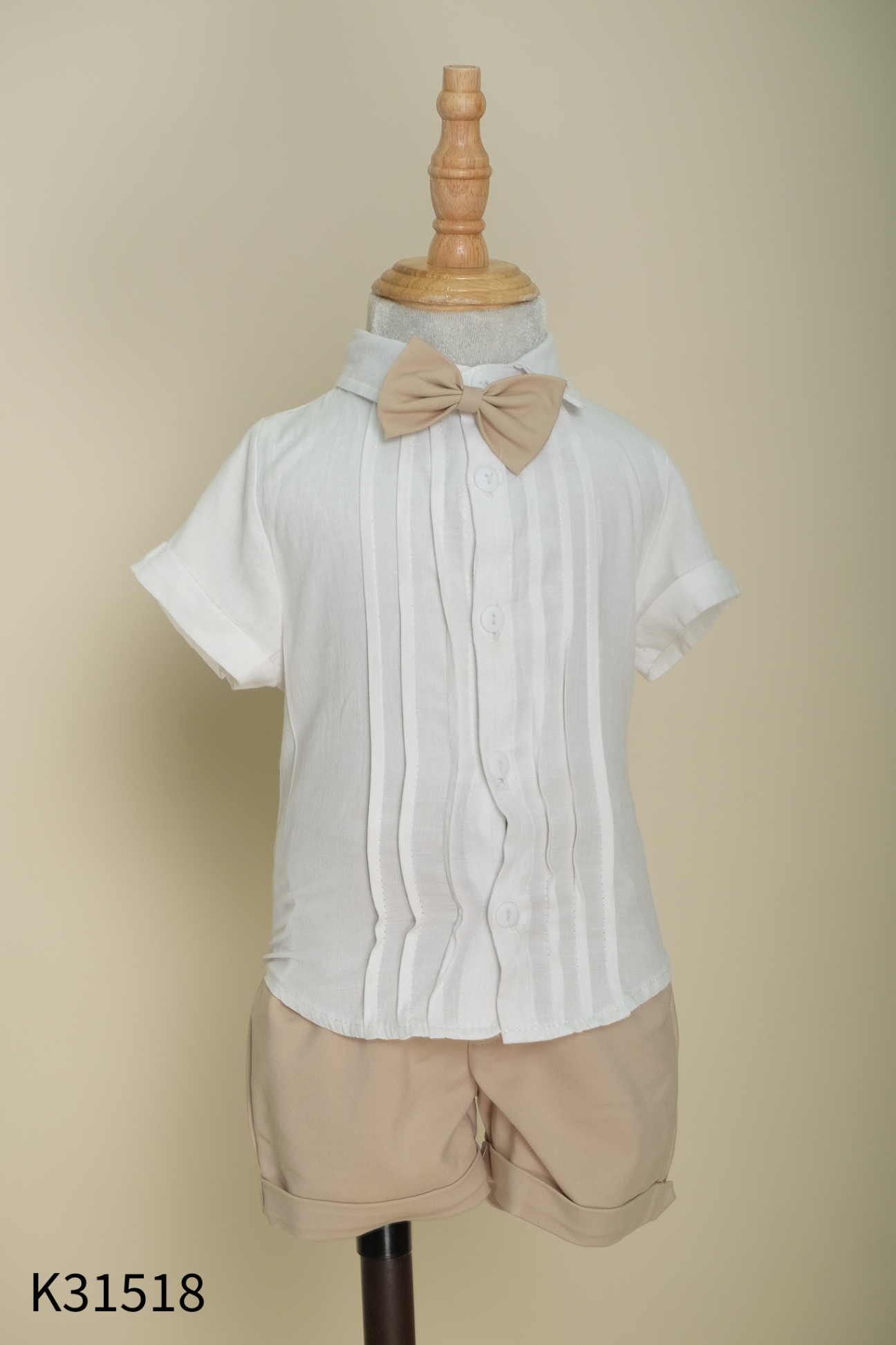 SET Áo sơ mi trắng + quần short be KIDS