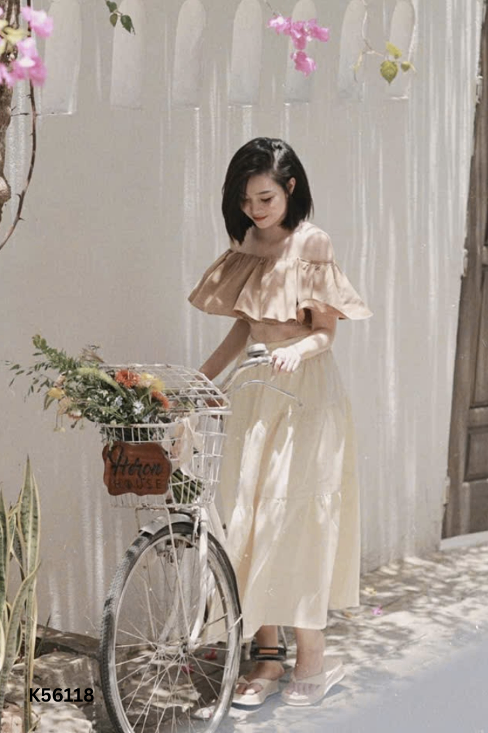 Áo KANEL trễ vai nâu