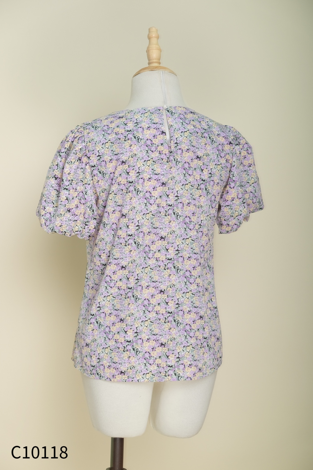 Áo CHIFFON tím hoạ tiết hoa