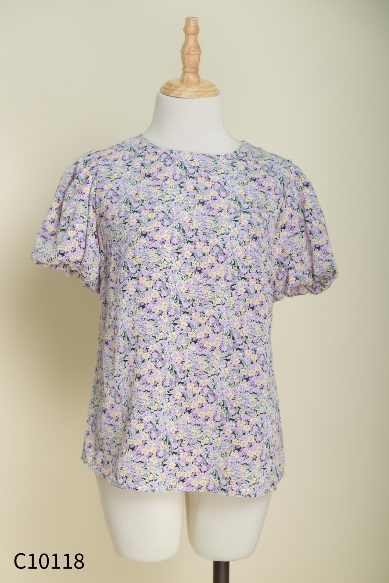 Áo CHIFFON tím hoạ tiết hoa