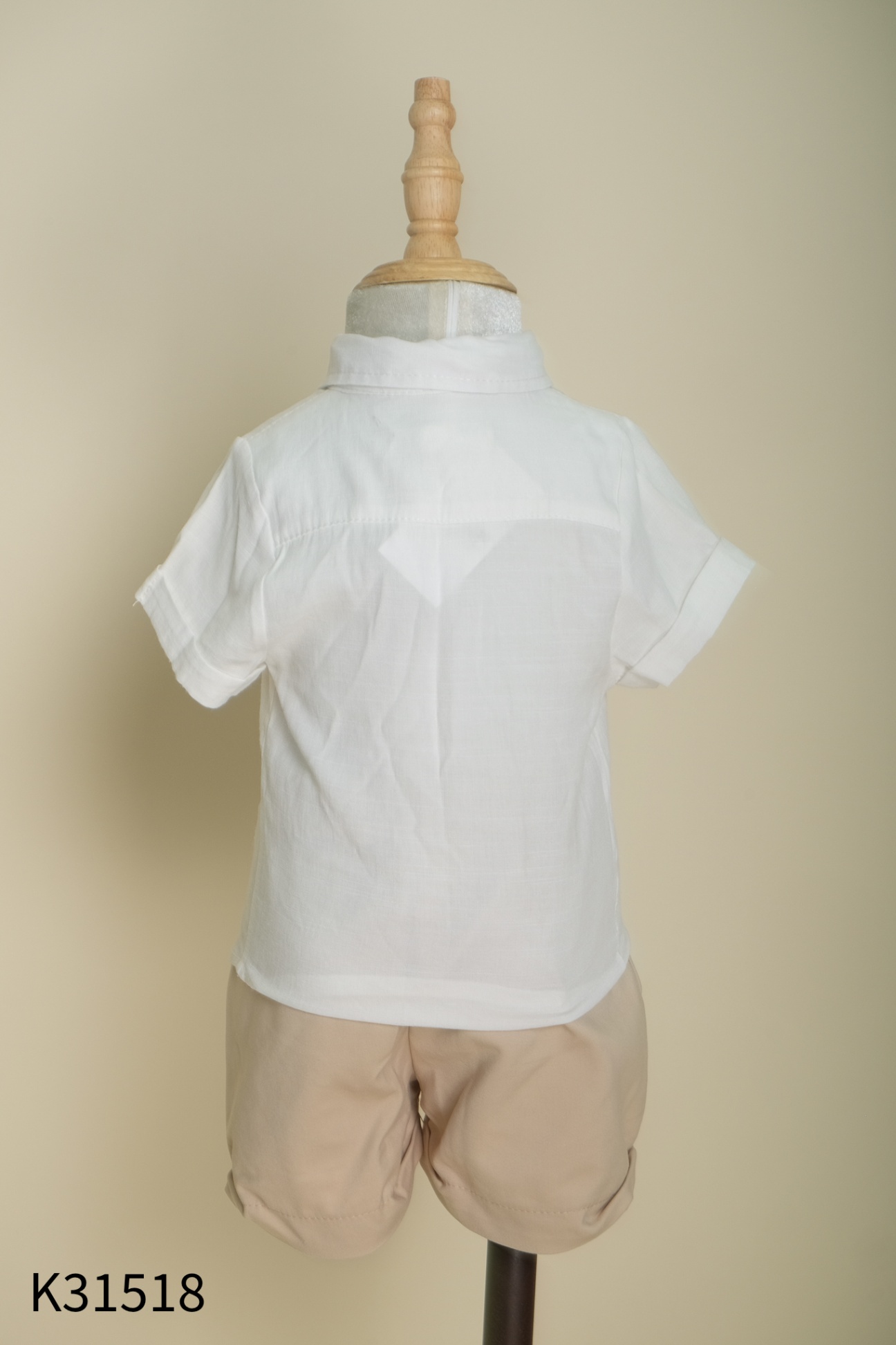 SET Áo sơ mi trắng + quần short be KIDS