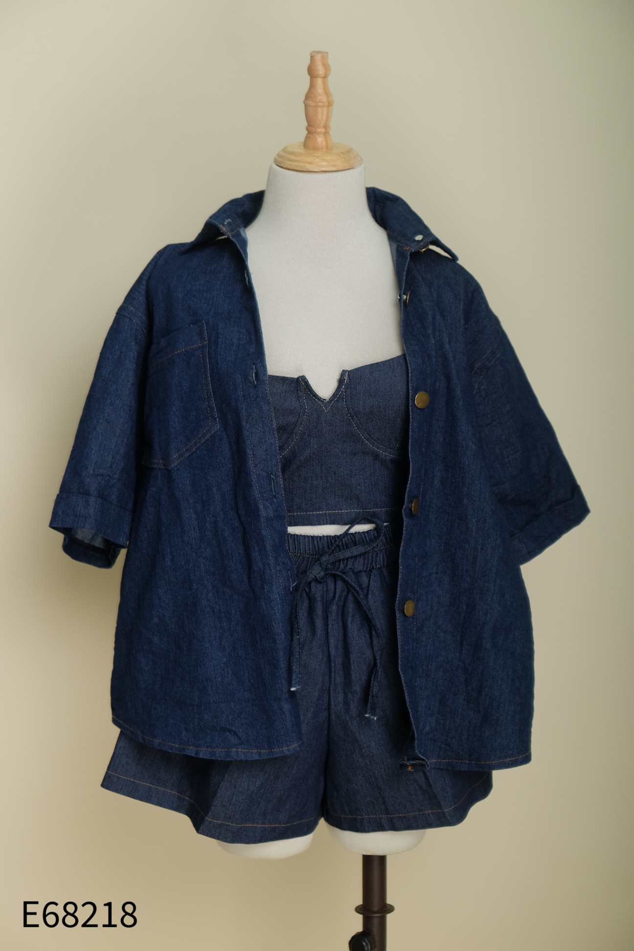 SET jeans xanh áo bra + áo khoác + quần short
