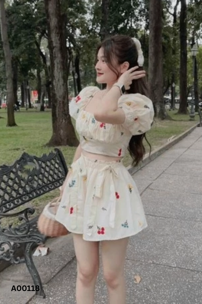 SET Áo be hoa hồng + quần short