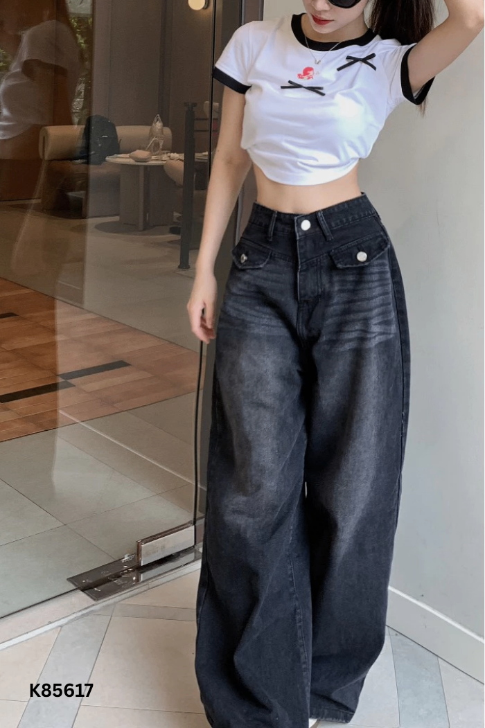 Quần jeans THE GOOD đen túi giả