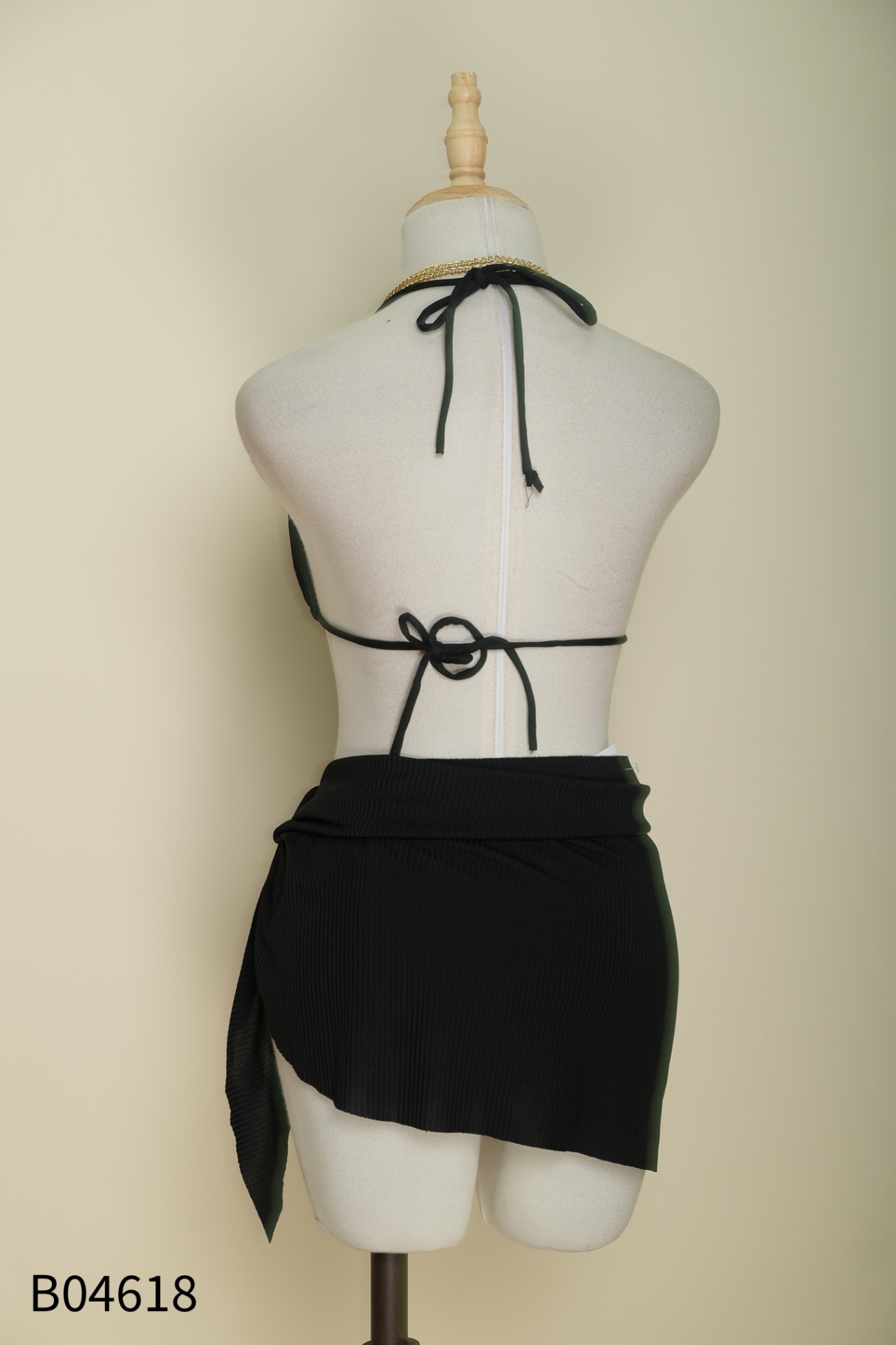 SET Bikini 3 món đen mix xích