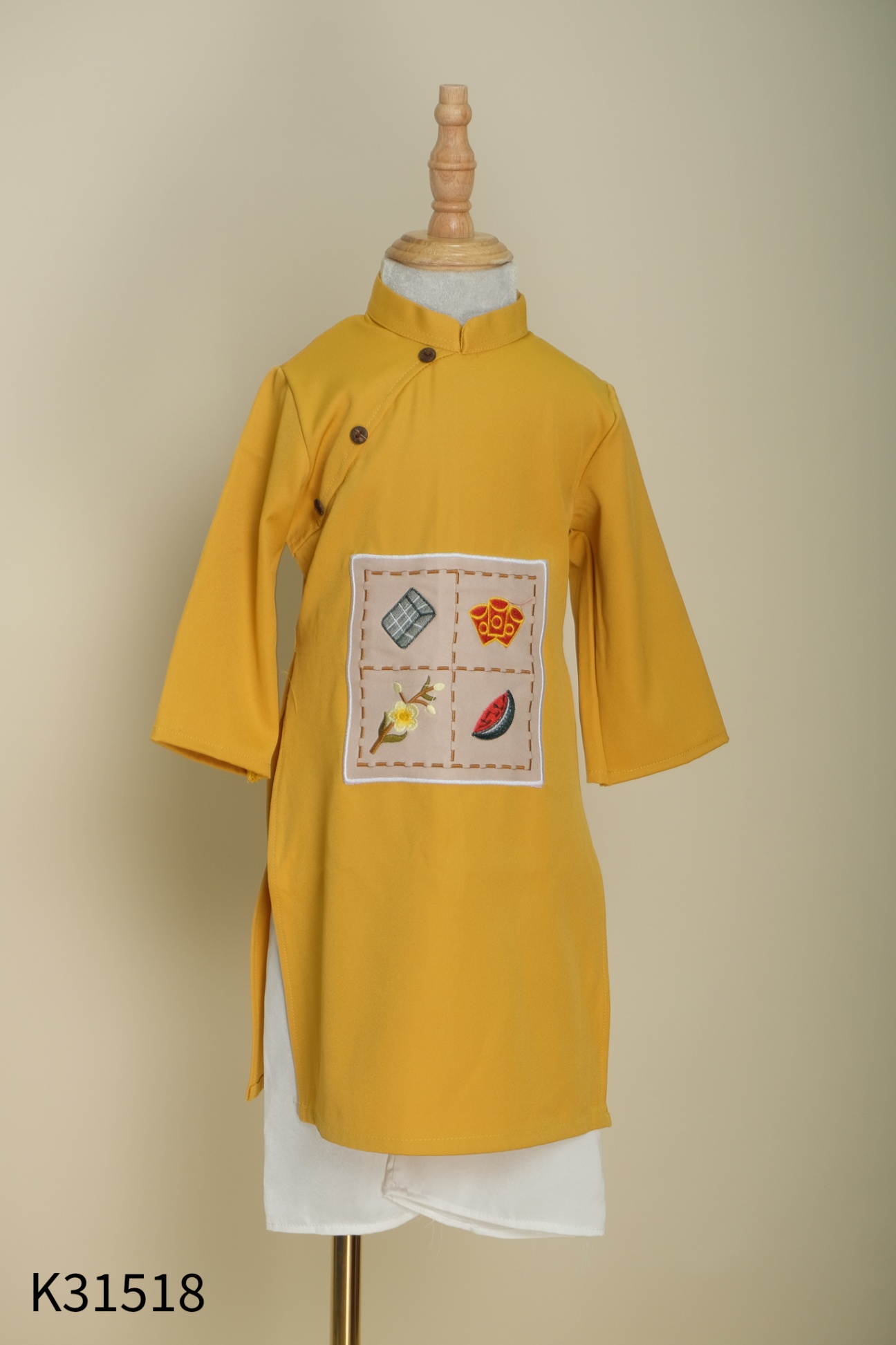 SET Áo dài vàng + quần trắng KIDS