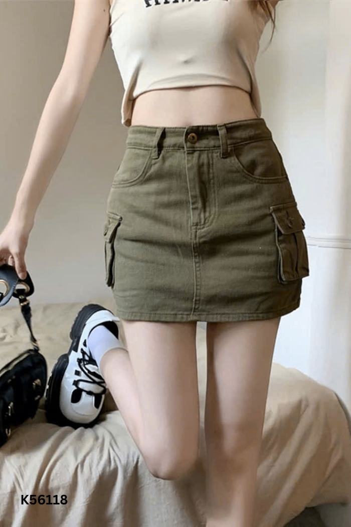 NEWTAG Chân váy jeans xanh