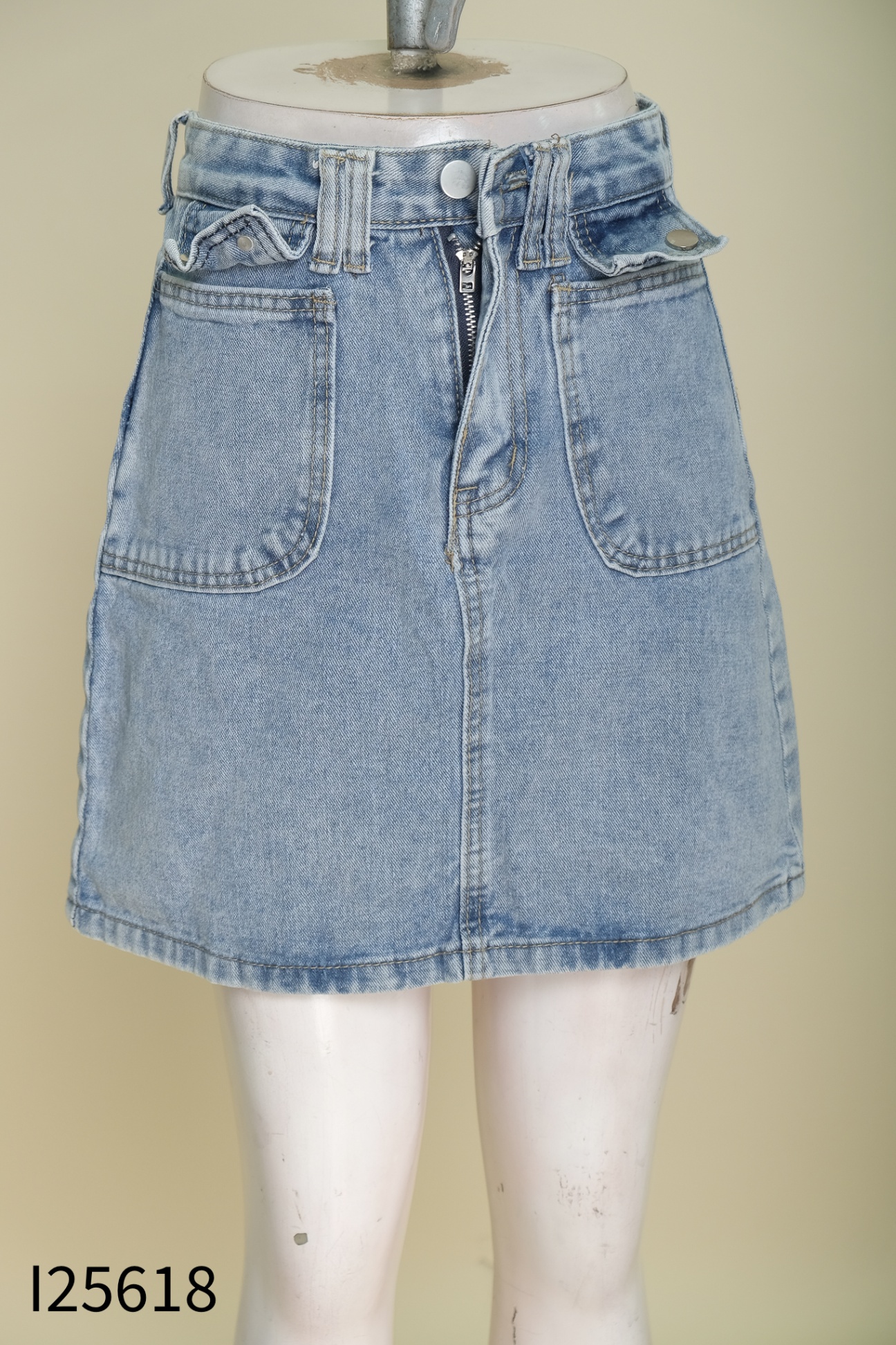 Chân váy jeans xanh trơn