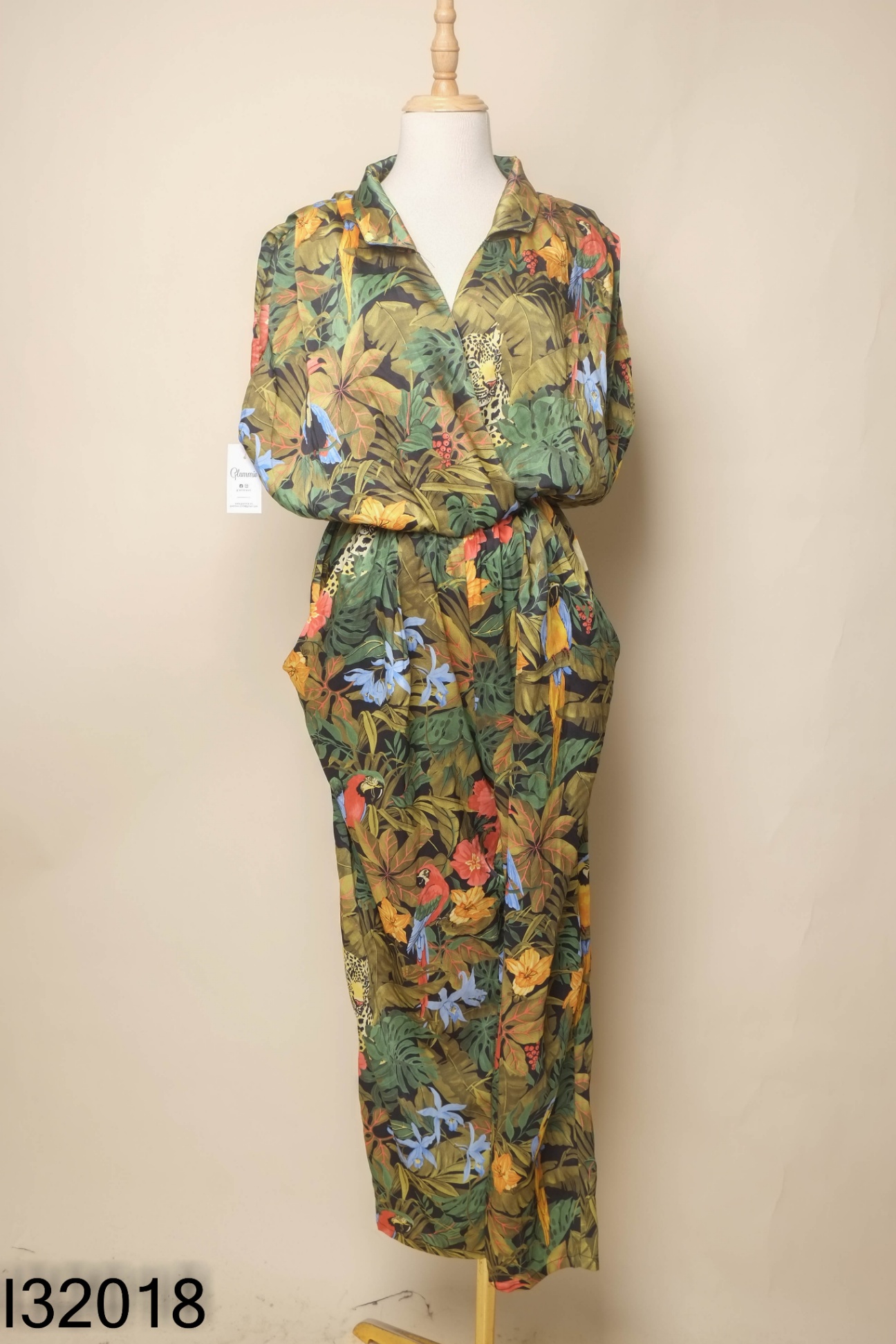 Jumpsuit ZARA họa tiết lá xanh