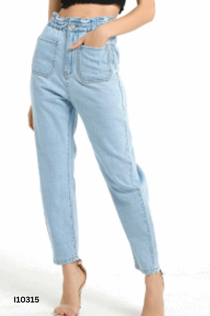 Quần jeans xanh túi ngang