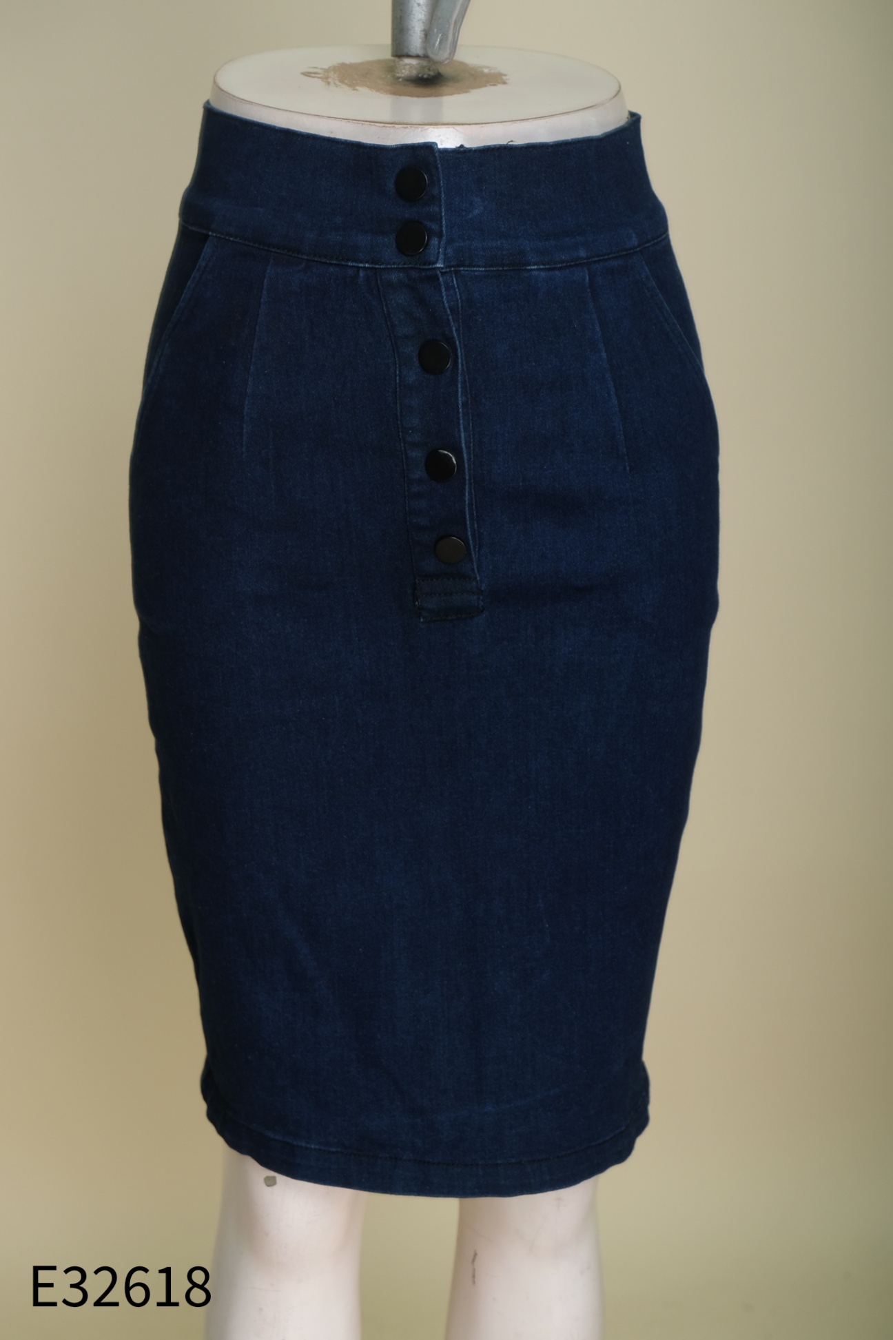 Chân váy jeans xanh trơn