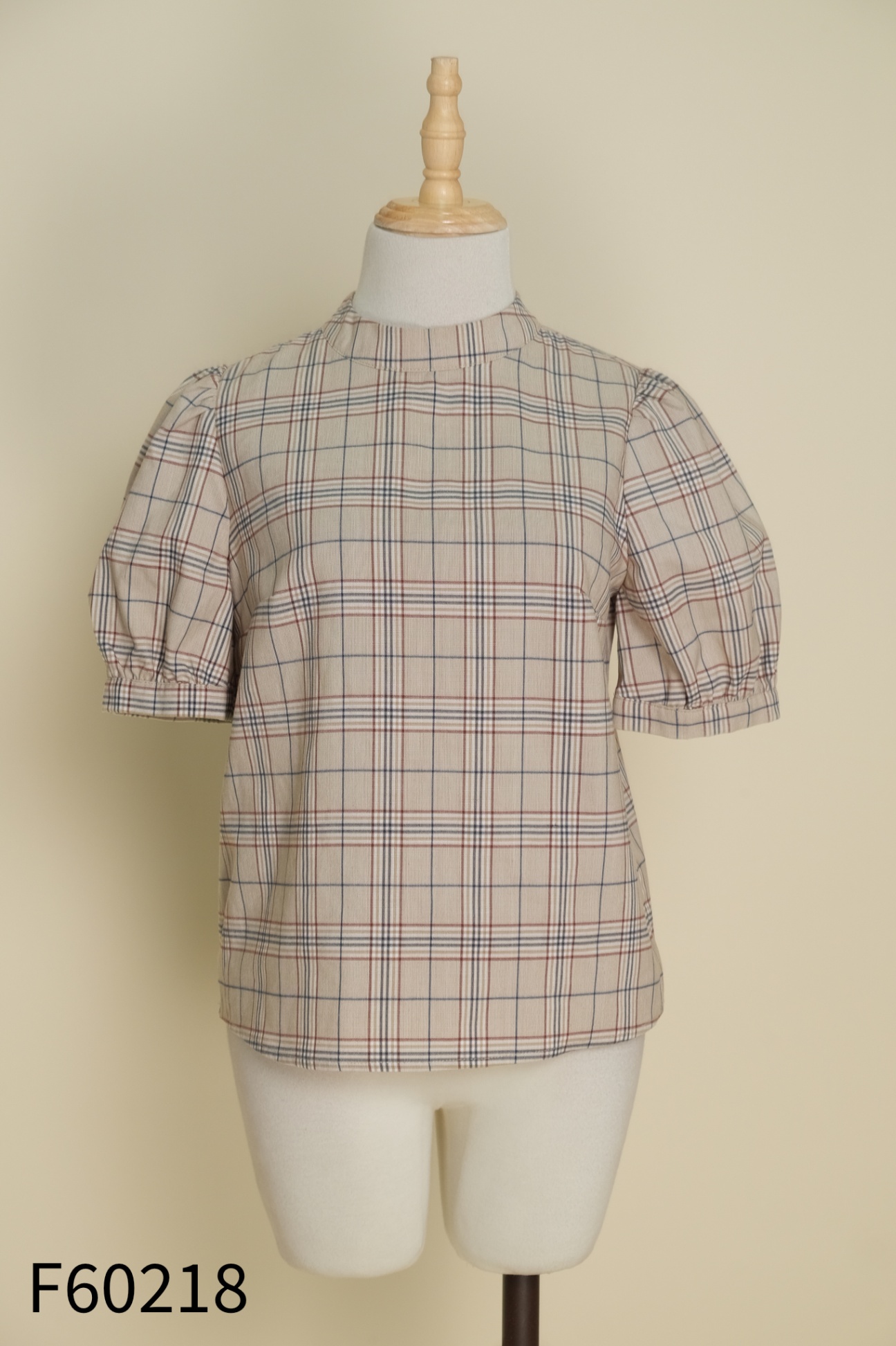 Áo ADORE DRESS be nâu kẻ