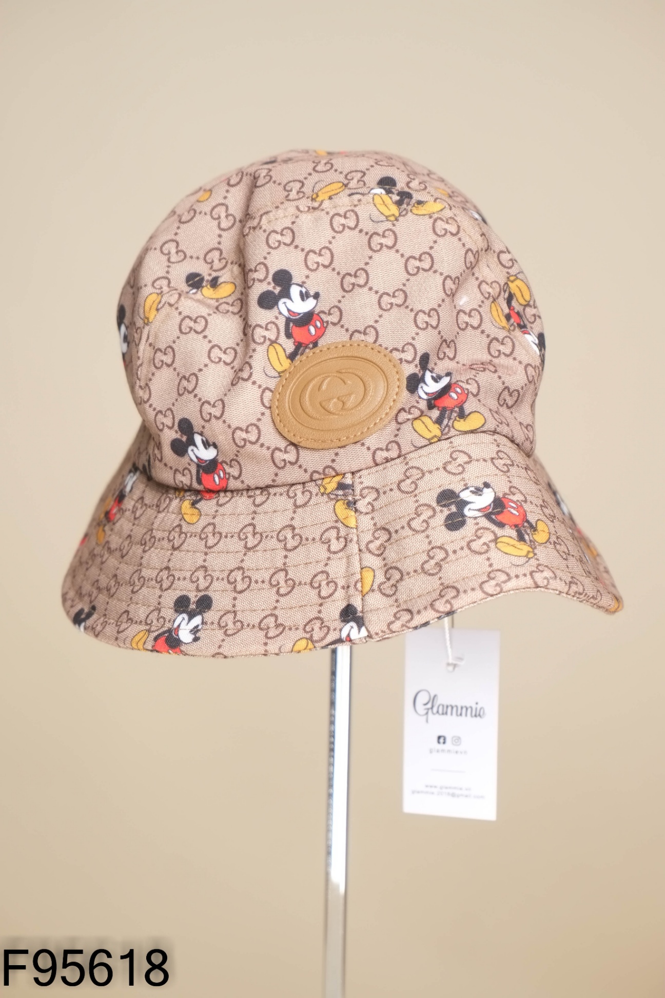 Mũ bucket nâu mickey