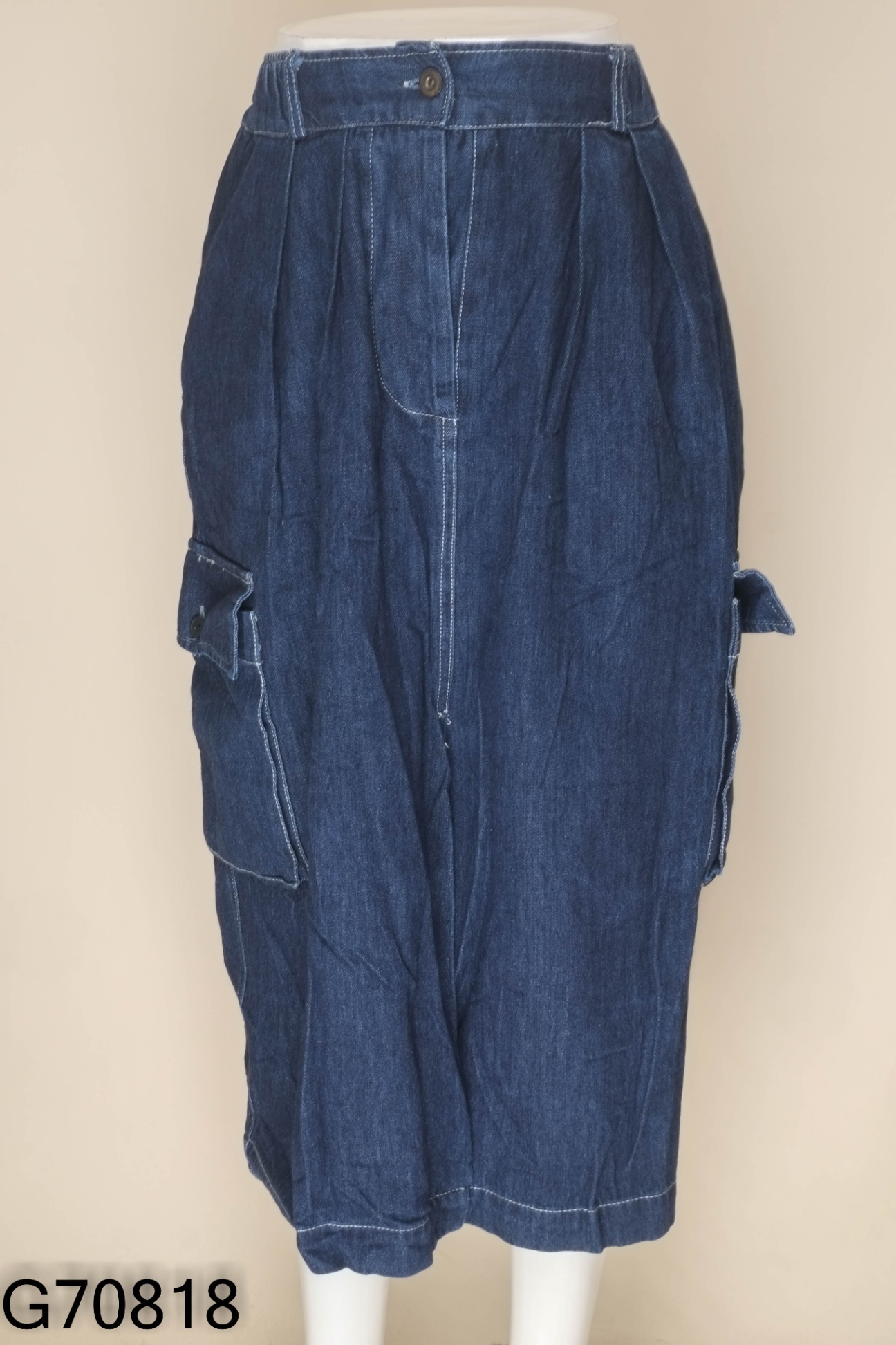 Chân váy jeans xanh túi hộp