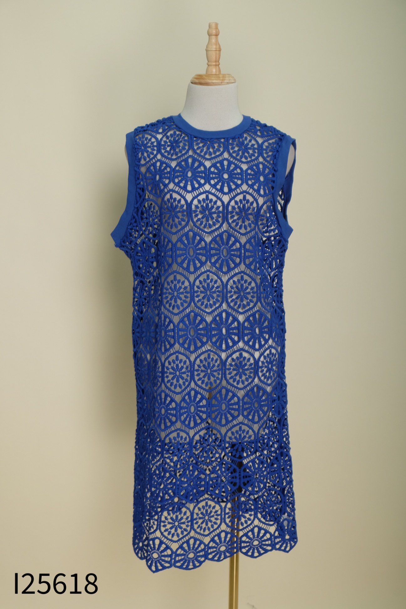 Váy sát nách linen xanh dương