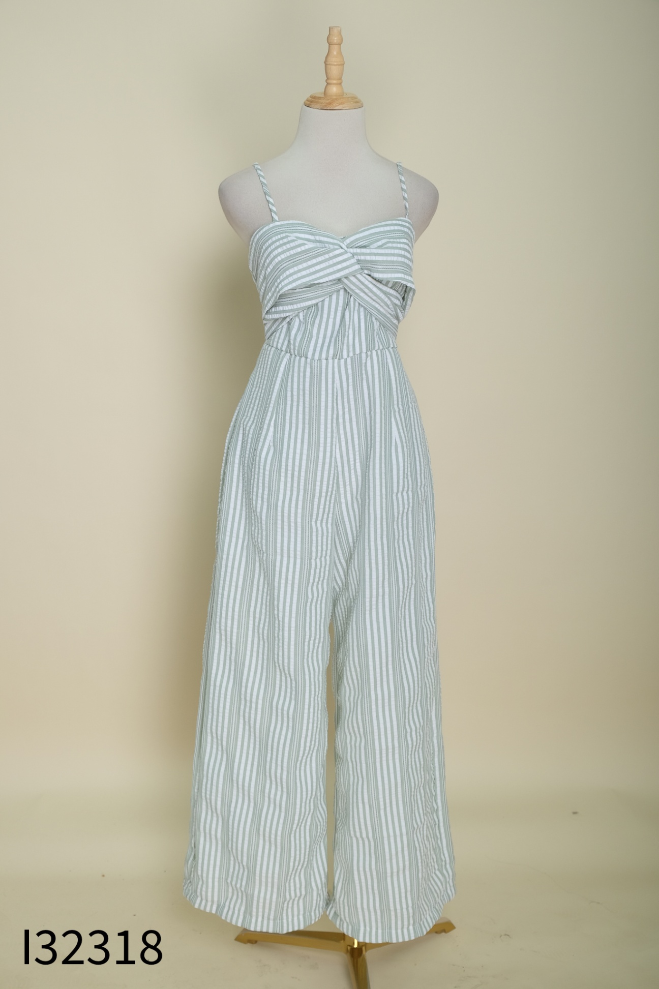 Jumpsuit MIEU xanh kẻ trắng