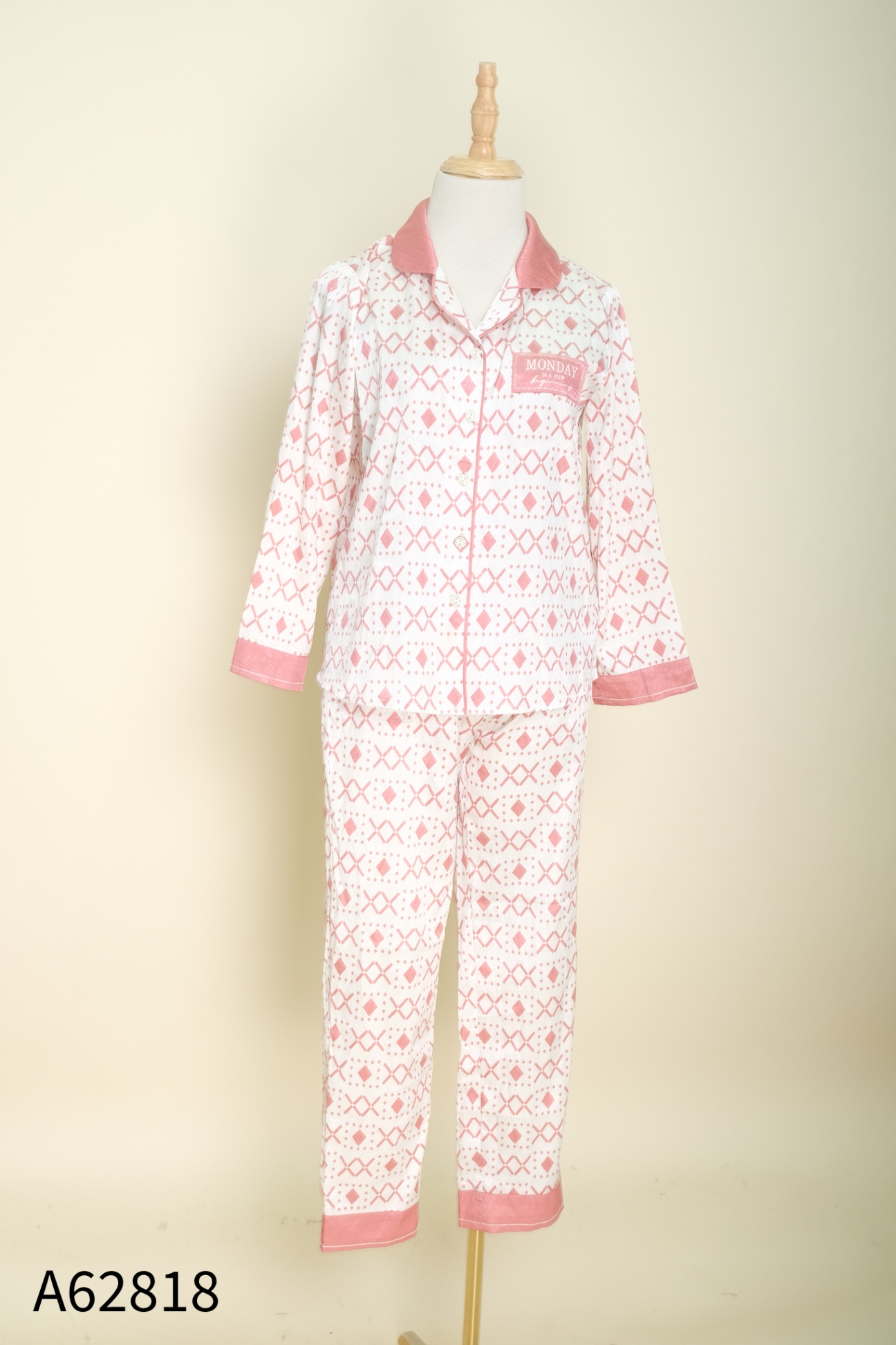 SET Pijama trắng hồng áo + quần dài