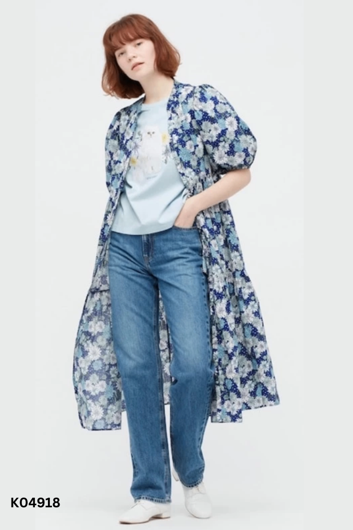 Váy UNIQLO xanh họa tiết hoa