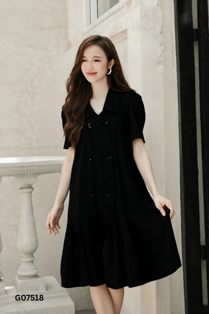 Váy CUNNIE STORE đen cổ vest