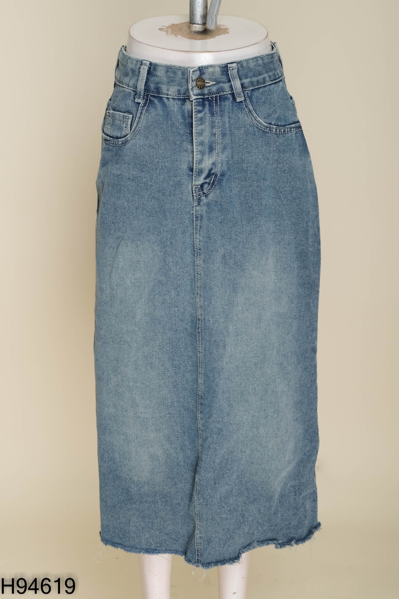 Chân váy jeans xanh trơn