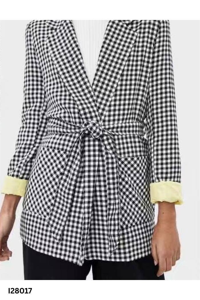 Blazer BERSHKA xám kẻ caro trắng đen