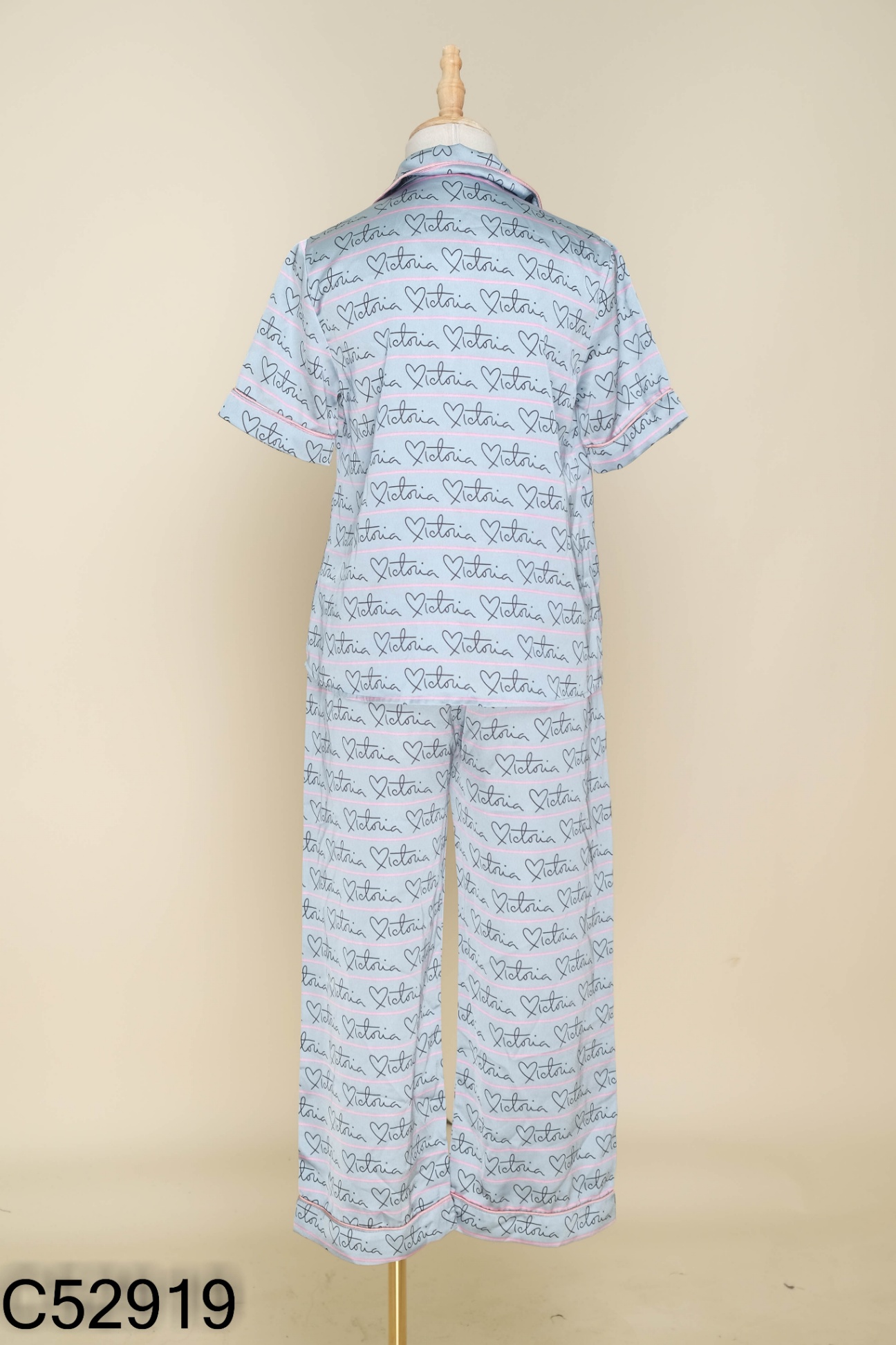 SET Pijama lụa xanh áo + quần dài