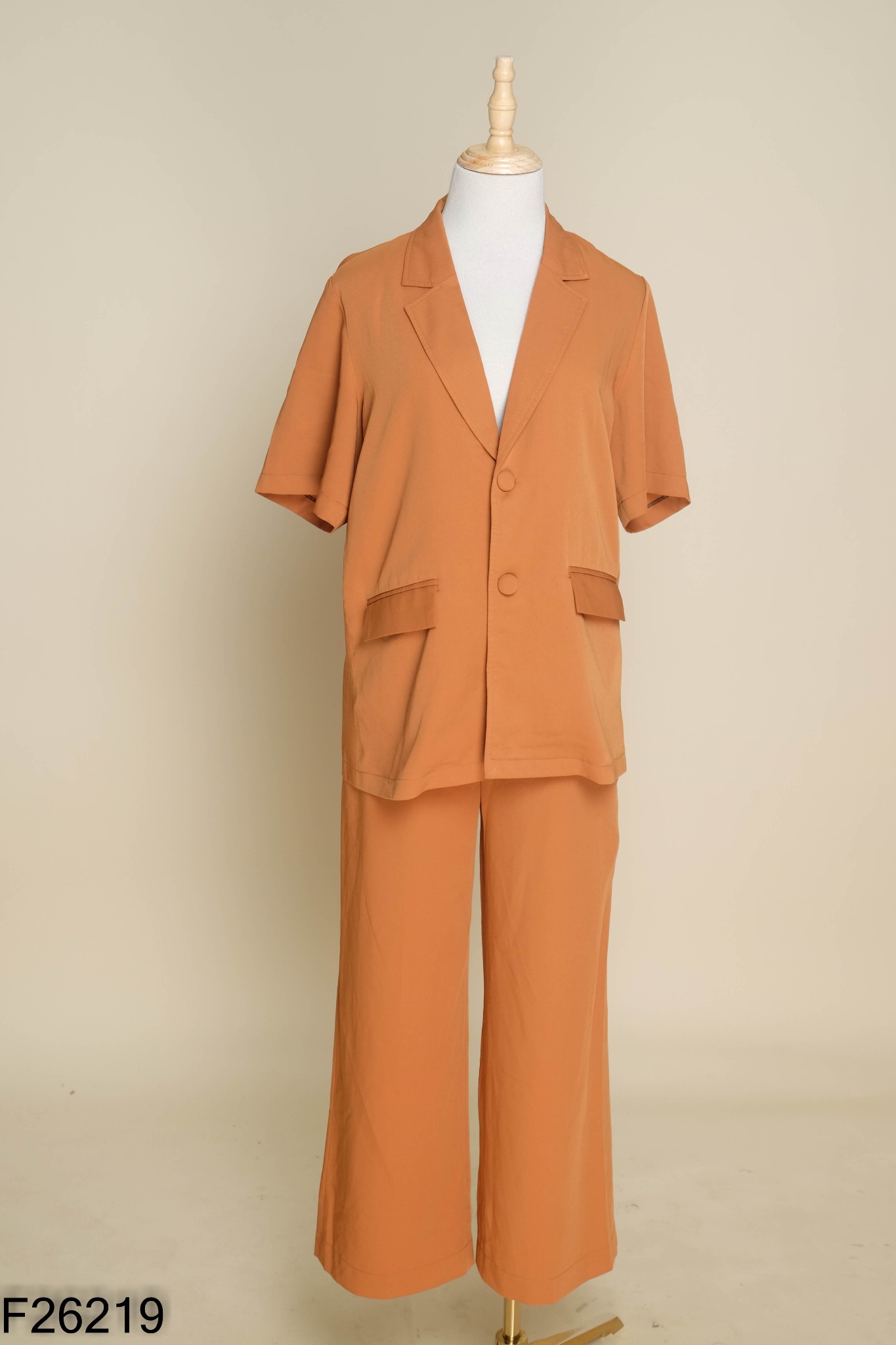 SET Áo blazer nâu ngắn tay + quần dài
