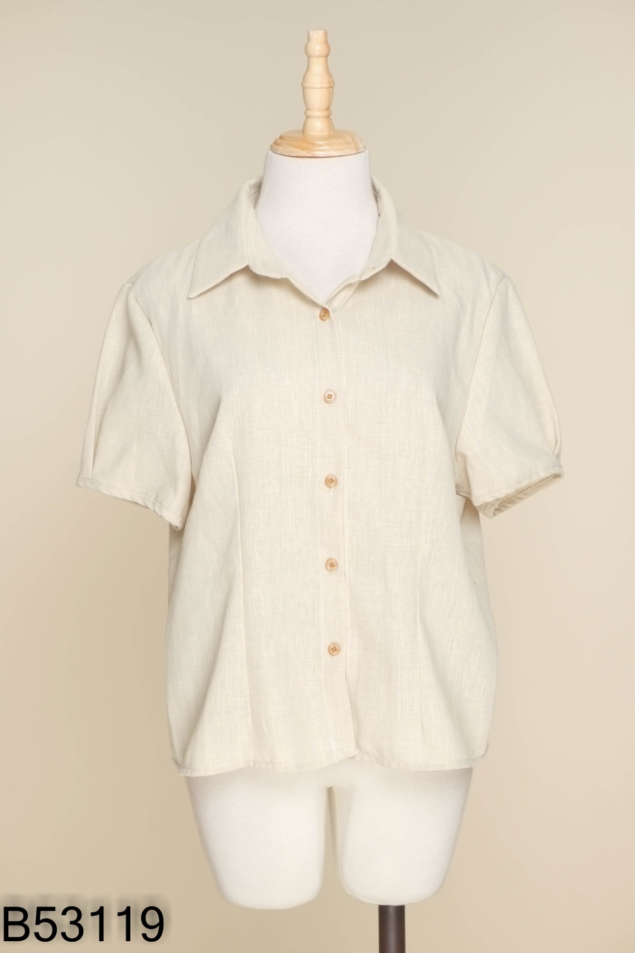 Áo sơ mi linen xanh be