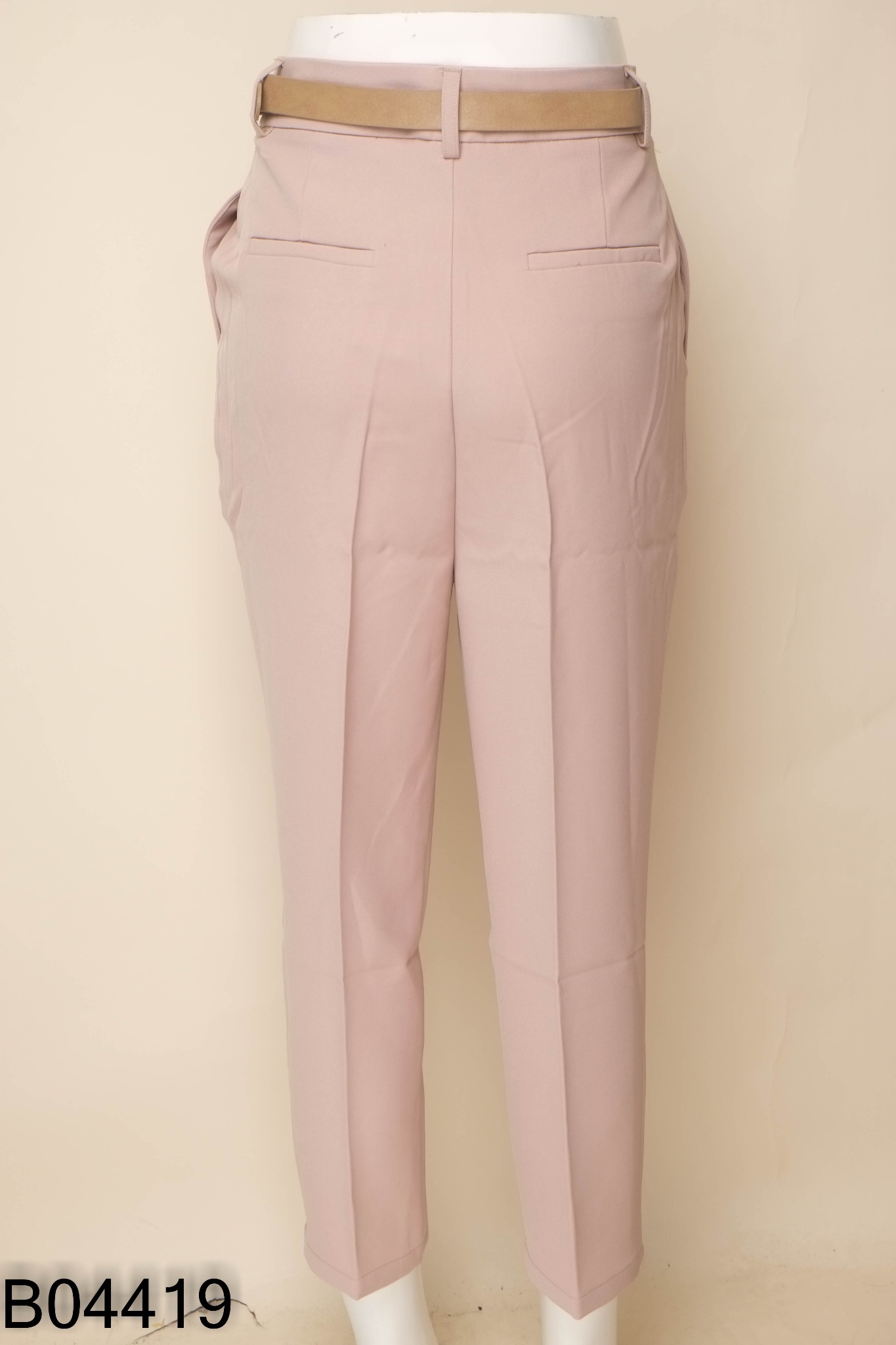 NEWTAG Quần baggy vải be kèm đai