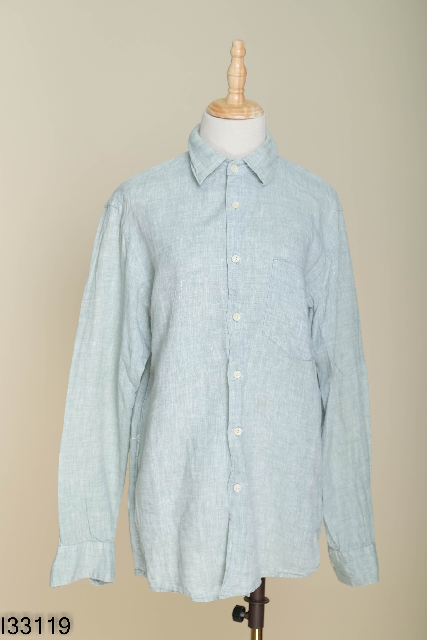 Áo sơ mi UNIQLO linen xanh