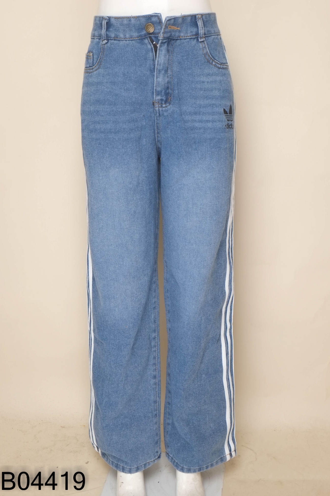 NEWTAG Quần jeans xanh sọc trắng